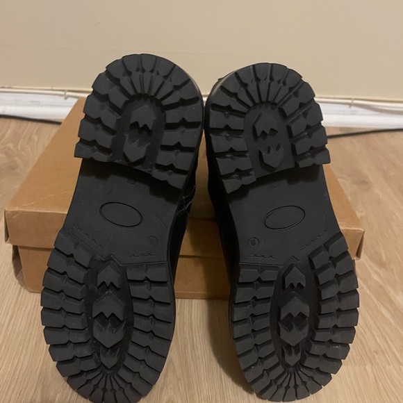 Steve Madden Black Combat Boots with zipper/lace-up with rhinestones. - Picture 8 of 15